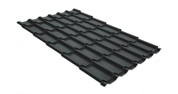 Металлочерепица классик GL 0,5 GreenCoat Pural RR 23 темно-серый (RAL 7024 мокрый асфальт) купить в Алатыре