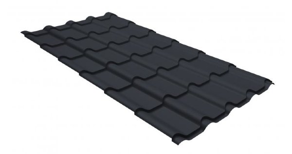 Металлочерепица камея GL 0,5 GreenCoat Pural matt RR 23 темно-серый (RAL 7024 мокрый асфальт) купить в Алатыре