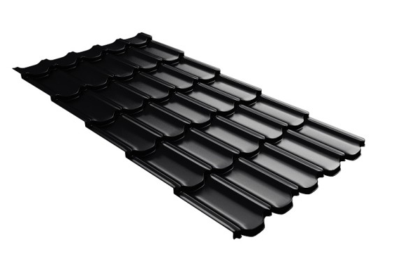 Металлочерепица квинта плюс с 3D резом 0,5 Quarzit lite RAL 9005 черный купить в Алатыре