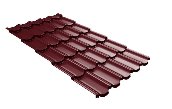 Металлочерепица квинта плюс с 3D резом 0,5 Satin RAL 3005 красное вино купить в Алатыре