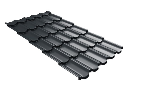 Металлочерепица квинта плюс с 3D резом 0,5 Satin RAL 7016 антрацитово-серый купить в Алатыре