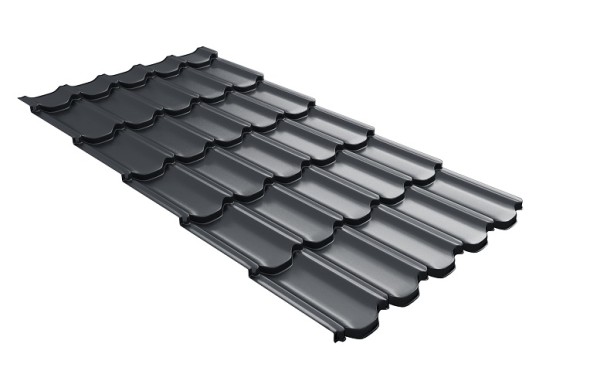 Металлочерепица квинта плюс с 3D резом 0,5 Satin RAL 7024 мокрый асфальт купить в Алатыре