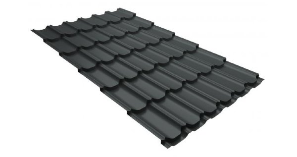 Металлочерепица квинта плюс 0,5 GreenCoat Pural RR 23 темно-серый (RAL 7024 мокрый асфальт) купить в Алатыре